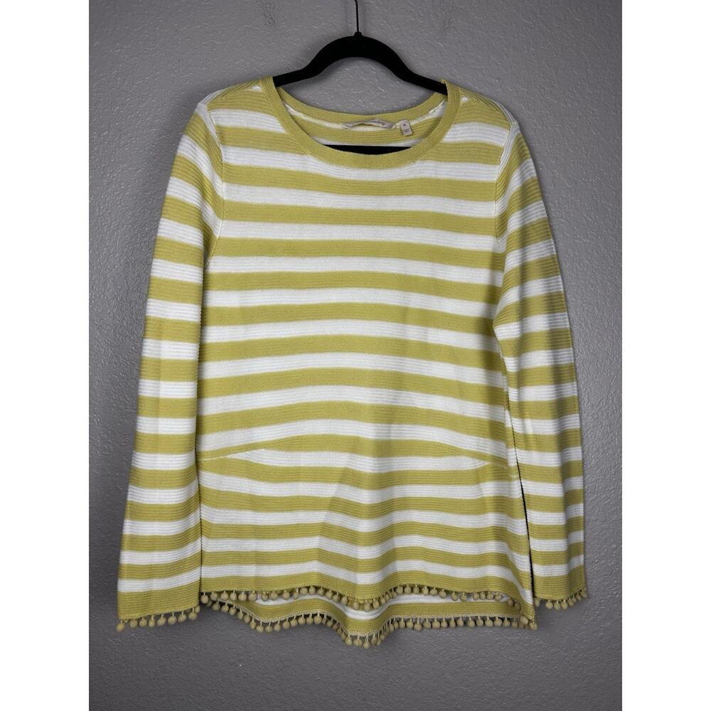 Soft Surroundings Vista Tunic PomPom Striped Yellow Long Sleeve Petite Large